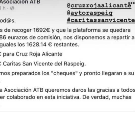 La Asociación ATB recoge 1692 euros que repartirá entre Cáritas y Cruz Roja