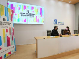 La Diputación acoge la presentación del cartel del Festival de Cine de Alicante, una colorista obra del diseñador Alfredo León